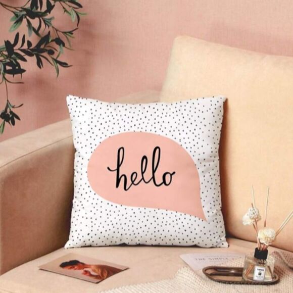 "Hello" Polka Dot Pillow Cover - Picture 2 of 4